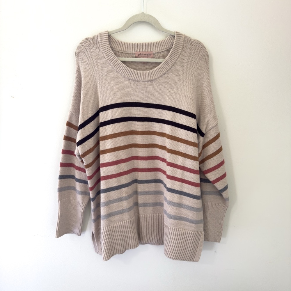 Philosophy Beige Multicolor Striped Sweater - 1x